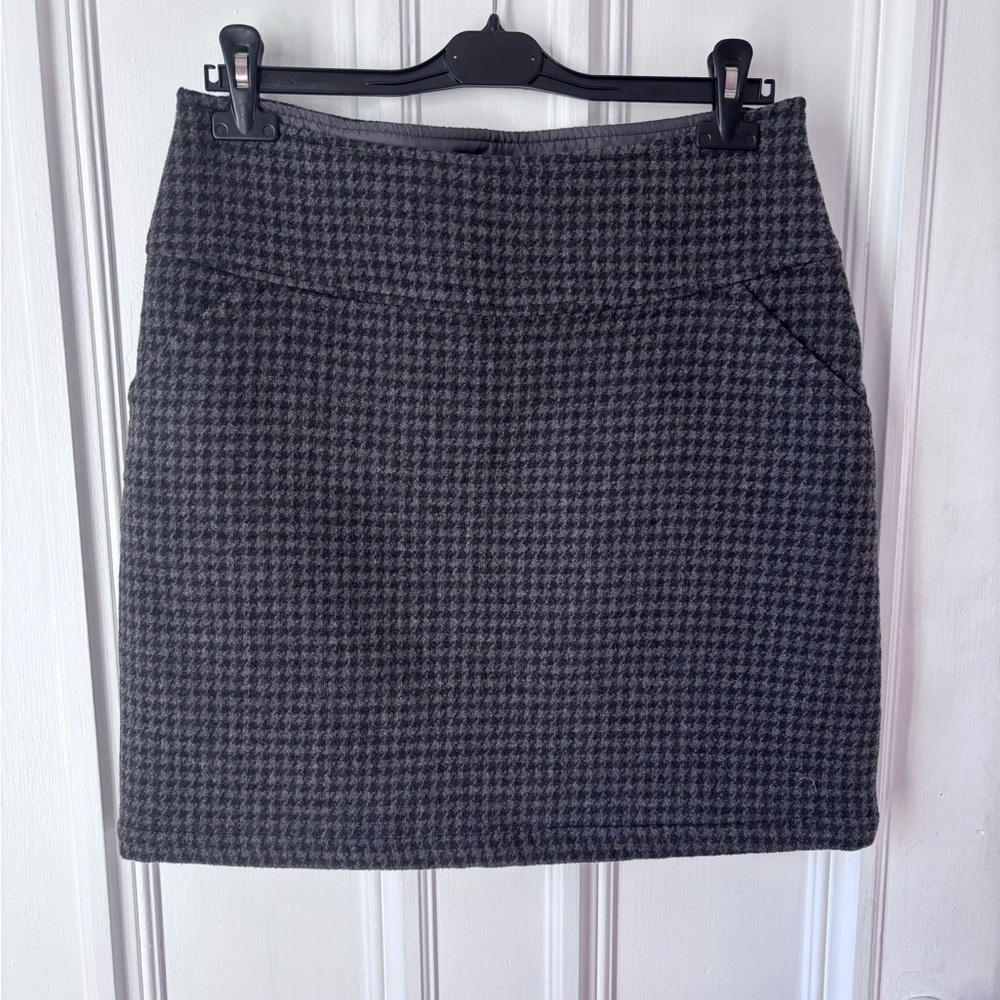Women’s Aventura Wool Houndstooth Lined Mini Skirt Side Zip Size 8